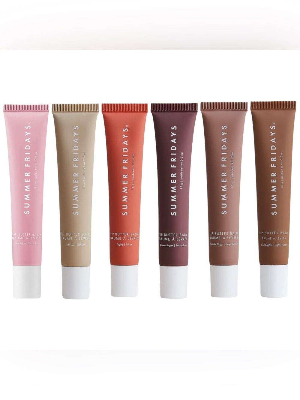 Summer Fridays Lip Butter Balm Bundle 6 Full Size Pink Sugar Vanilla New